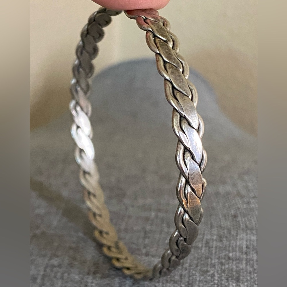 Vintage Mexican Silver Braided Cuff Bracelet | 15.3g | 7–8”